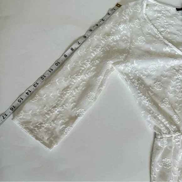 White Lacy Embroidered Maxi Dress Festival Summer Boho Kimono Medium - Picture 8 of 11